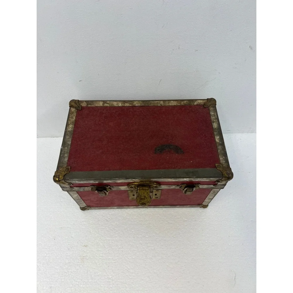 Vintage Dollhouse Steamer Trunk w Tray Miniature Wood Chest Box SALESMAN SAMPLE